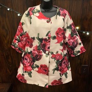 🔆 Luxury floral coat with buttons pink & white